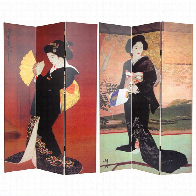 Oriental Furniture 6' Tall Japanese Ladies Room Divider In Multicolor