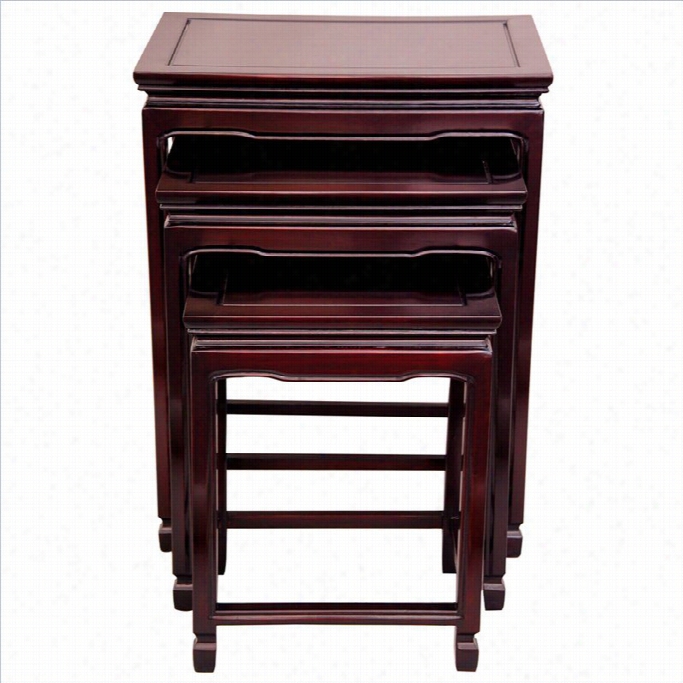 Oreintal Furniture Nesting Tables In Rosewood (set Of 3)