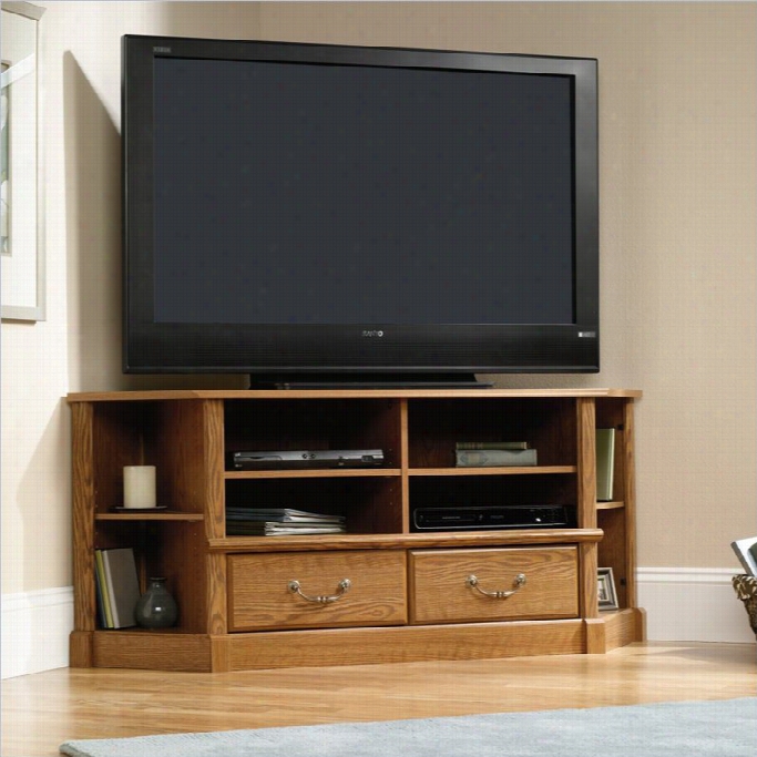 Saud Eorchard Hills Large Corner Tv Stand In Carolina Oak Finish