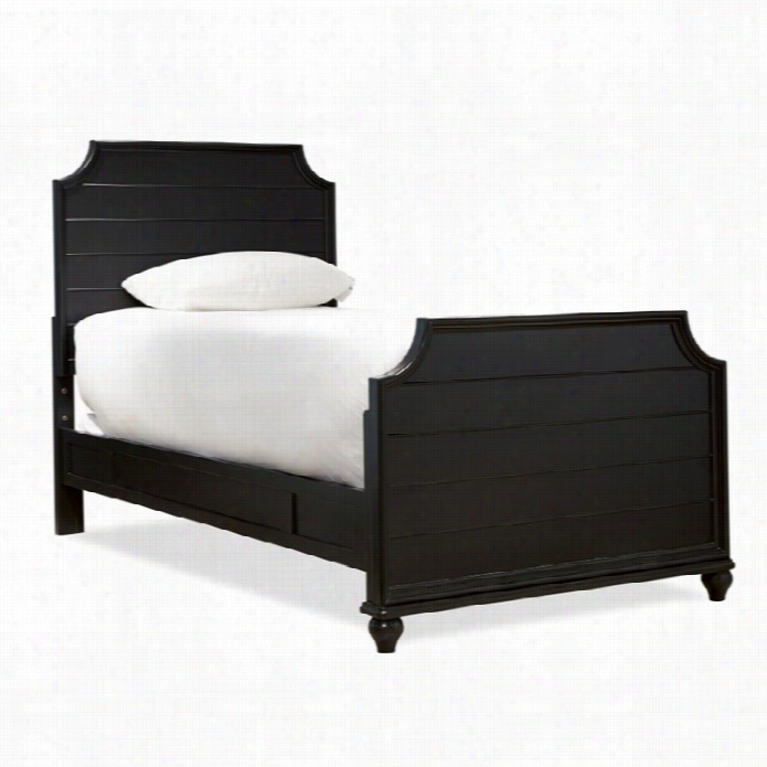 Smartstuff Black & White Wood Twin Panel Bed In Blqck