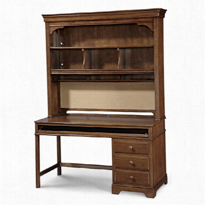 Smartstuff Classics .40 Computer Desk And Hutch In Saddle Brown