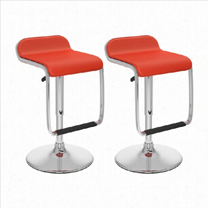 Sonax Corliving 32 Bar Stool With Footrest In Red (set Of 2)