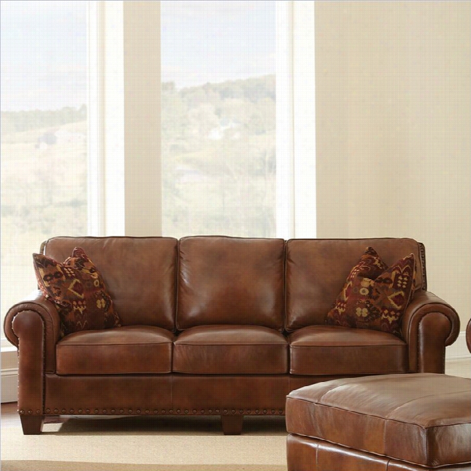 Steve  Silver Company Silverado Leather Sofa In Caramel Brown