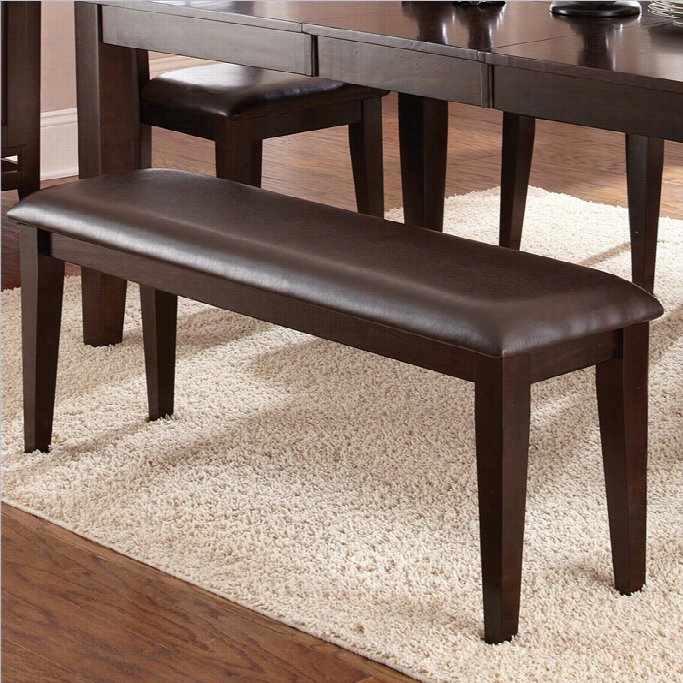 Steve Silver Compan Victoria  Dark Brown Vinyl  Upholstery Bench Inm Ango Finish