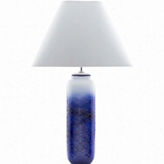 Surya Azul Ceranic Table  Lamp In White