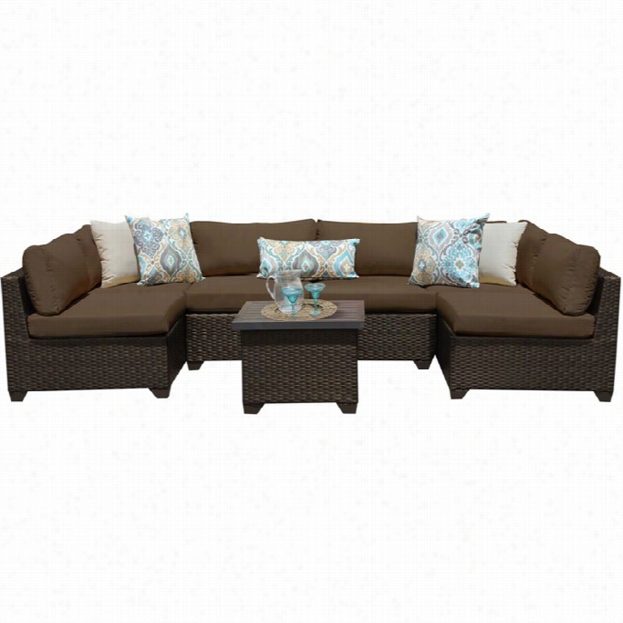 Tkc Belle 7 Piece Outdoor Wicker Sofa Set In Cocoa