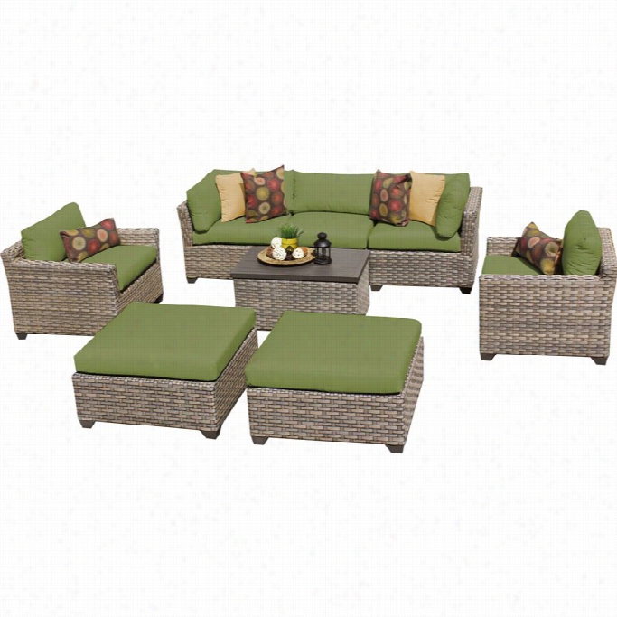 Tkc Monterey 8 Piece Outdoor Wicker Sofa Set In Cilantro