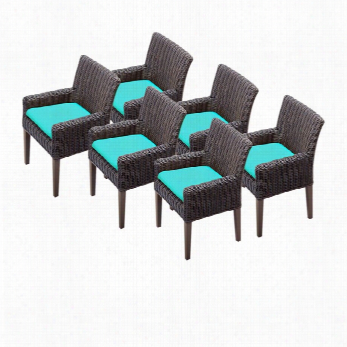 Tkc Venice Wicker Patio Arm Dning Chairs In Aruba (set Of 6)