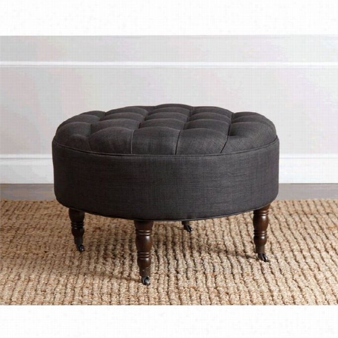 Abbysoh Living Bethany Round Flip Top Tufted Ottoman In Gray