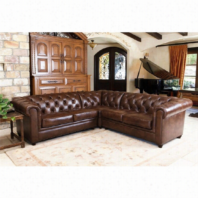 Abbyson Living Hamilton 3 Piece Leather Sectionla In Chestnut Brown