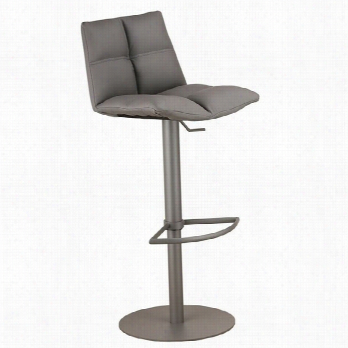 Armen Living Roma 26 Adjustable Metal Bar Stool In Gray-haired