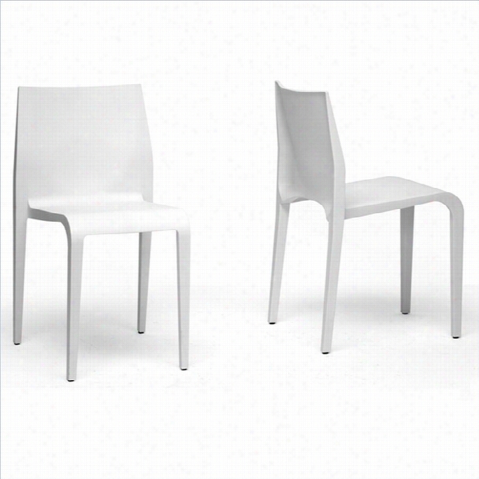 Baxton Studio Blanche Diniing Chair In White (set Of 2)
