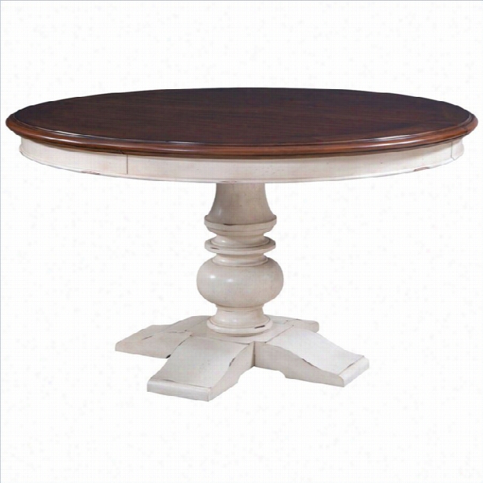 Broyhill Creswell Round Dining Table In Ccherry And Antique White