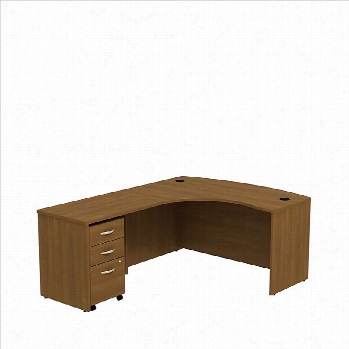 Bush Bbf Series  C 60 Left 3 Drawer L-shaped Desk In Wrm Oak