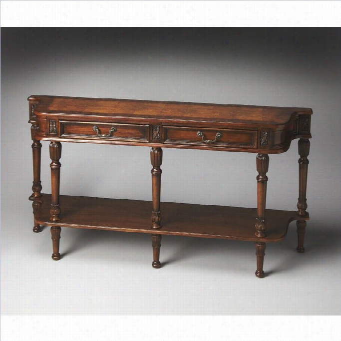Butler Speciatly Masterpiece Olive Ash Burl Console Table 2 Drawers