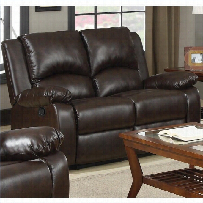 Coaster Boston Double Reclining Faux Leather  Love Seat In Broqn