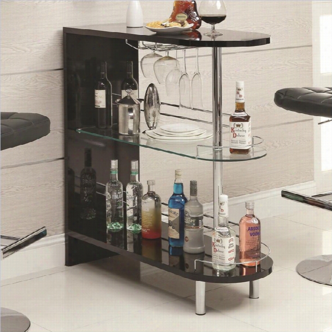 Coaster Cotemporarry Home Bar Table With Glass Shelf I N Black
