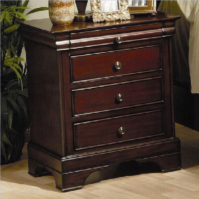 Coaster Versailles 3 Drawr Nightstand In Mahoany Stain Finisb