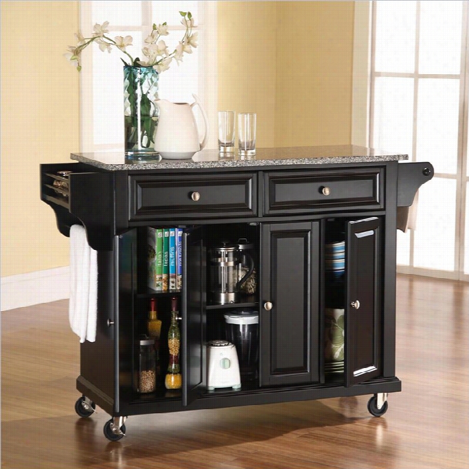 Crosley Movables Solid Ggranite Top Kitchen Cart In Black Finish