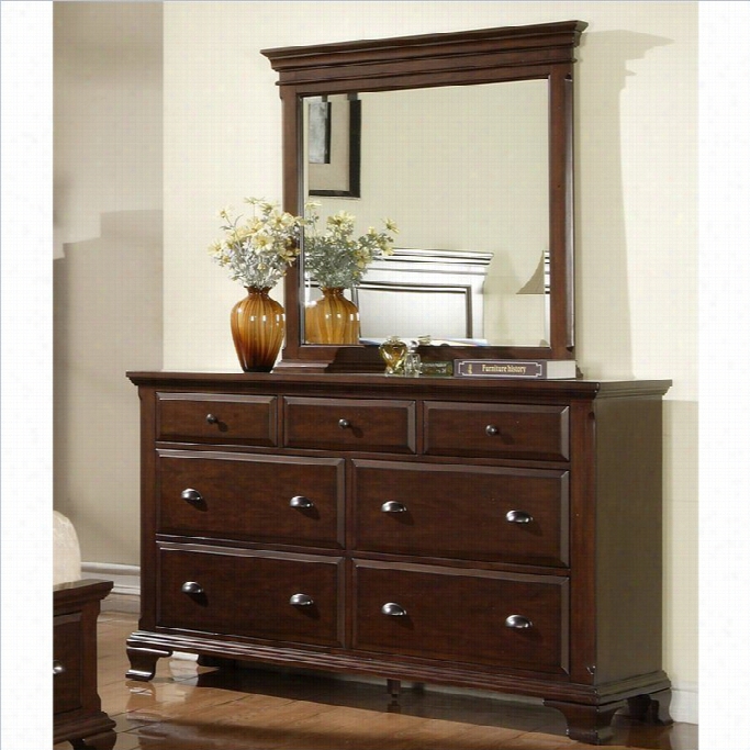 Elementscanton Dresser And Mirror In Deep Cherry