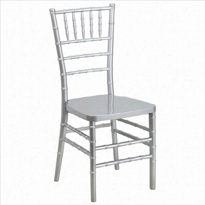 Flash Furniture Elegance Resin Stacking Chiavari Dining Chair In Silver