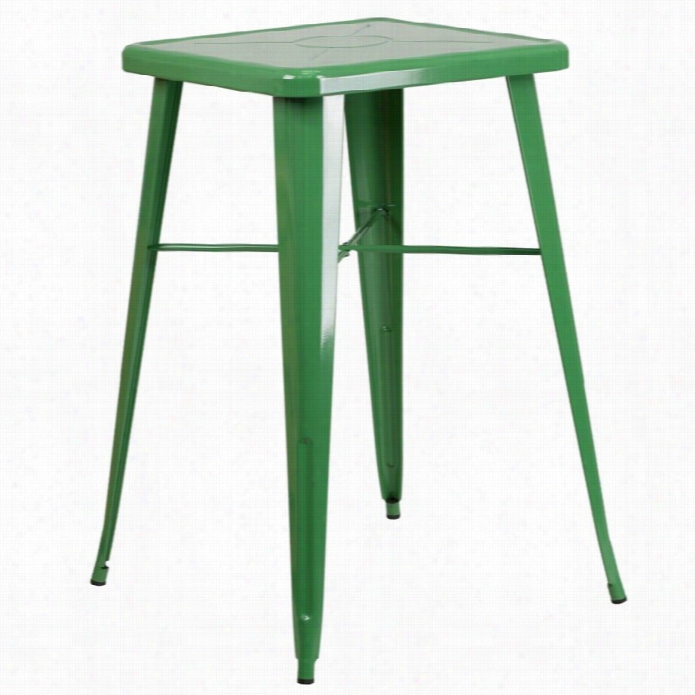 Flash Furniture Metal Square Bar Table In Green