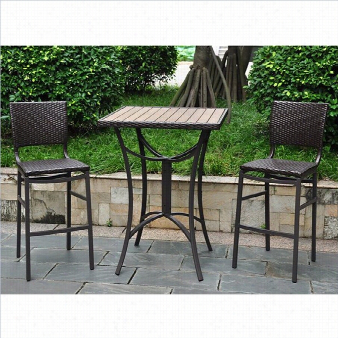 International Caravan Barcelona 3-piece Wicker Bistro Set In Chocolate