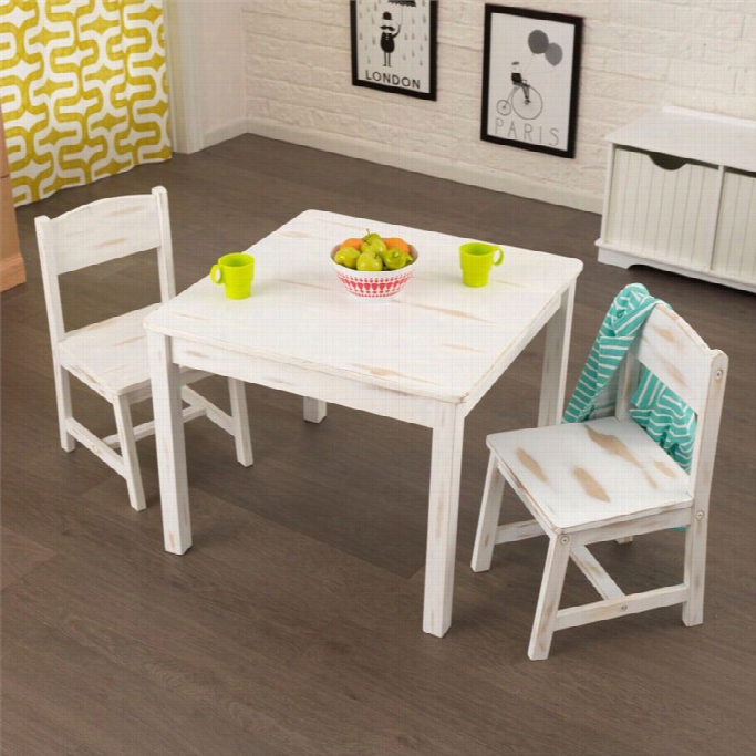 Kidkraft Aspen Table And 2 Chair Set In  Distressed White