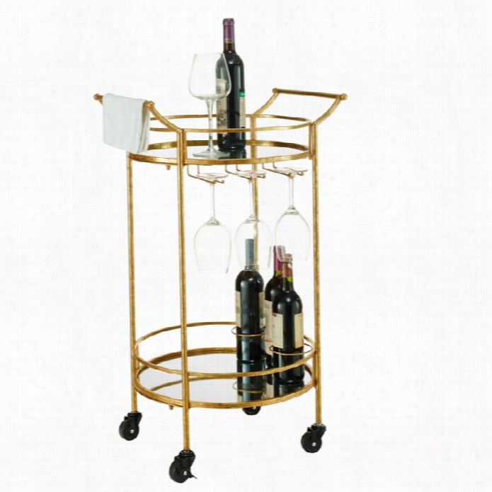 Linon Bar Cart In Gold