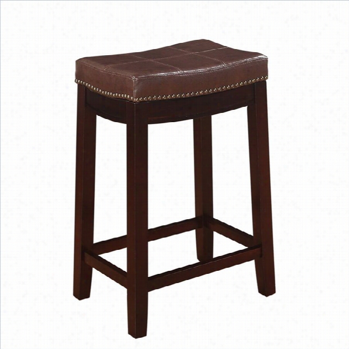 Linon  Claridge 24 Patches Counter Stool In Dark Brown