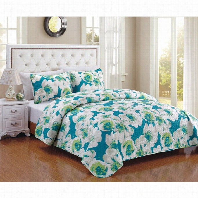 Luxury Home Foxfill 3 Piece Queen Size Quilt Attitude In Teal