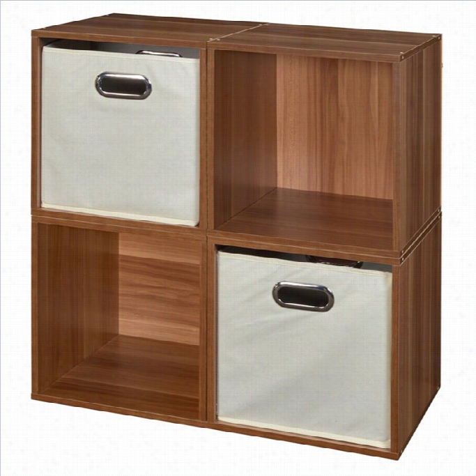 Niche Cuob 4-cube Storage Set In Warm Cherry With 2canvas Tote Bins