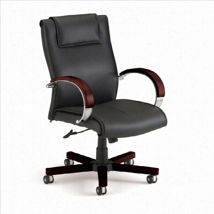 Ofm Apex Mid Back Executive Leather Office Chair In Mahogany