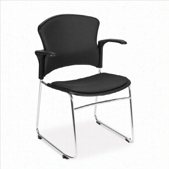 Ofm Multiu-se Fabric Seat And Back Stack  With Arms In Black