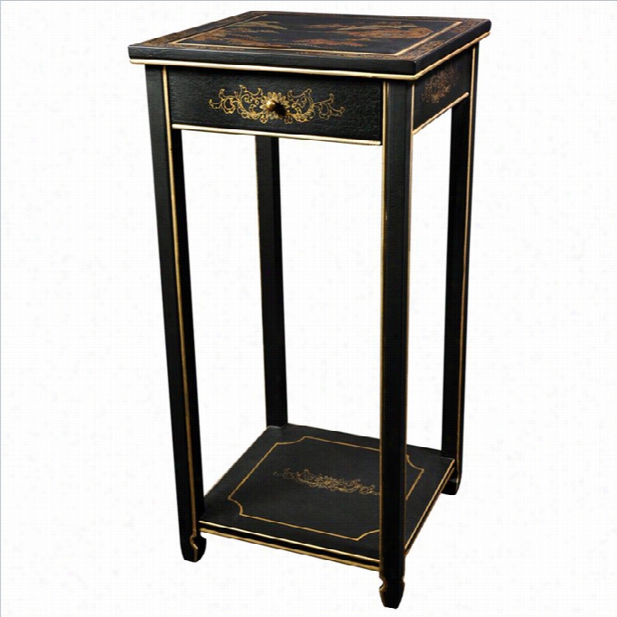 O Riental Furrniture 29 Lacquer Pedestal In Black