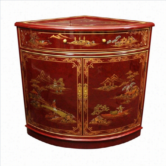 Oriental Furniture Corner Accent Chest In Rich