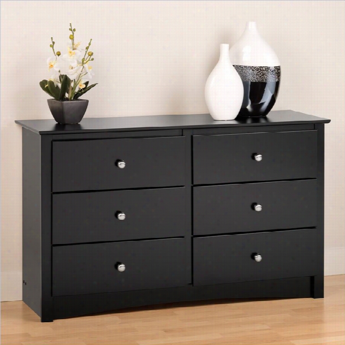 Prepac Sonoma Black Condo Sized 6 Drawer Double Dresser