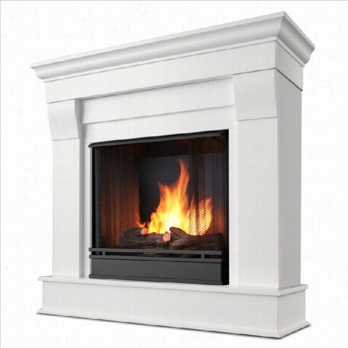 Real Flame Chateau Veentless Gel Fireplaec In White Finish