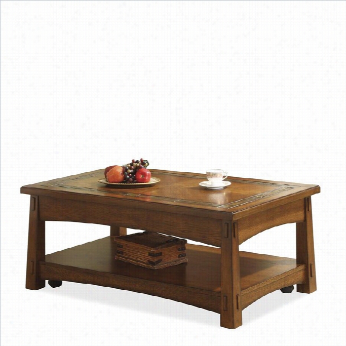 Riverside Craftsman Home Lift-top Cocktail Table In Americana Oak