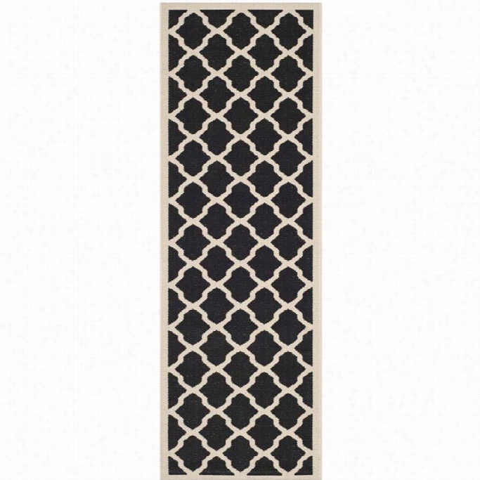 Safavieeh Courtyard Black Indoor Exterior Rug - Messenger 2'3 X 14'