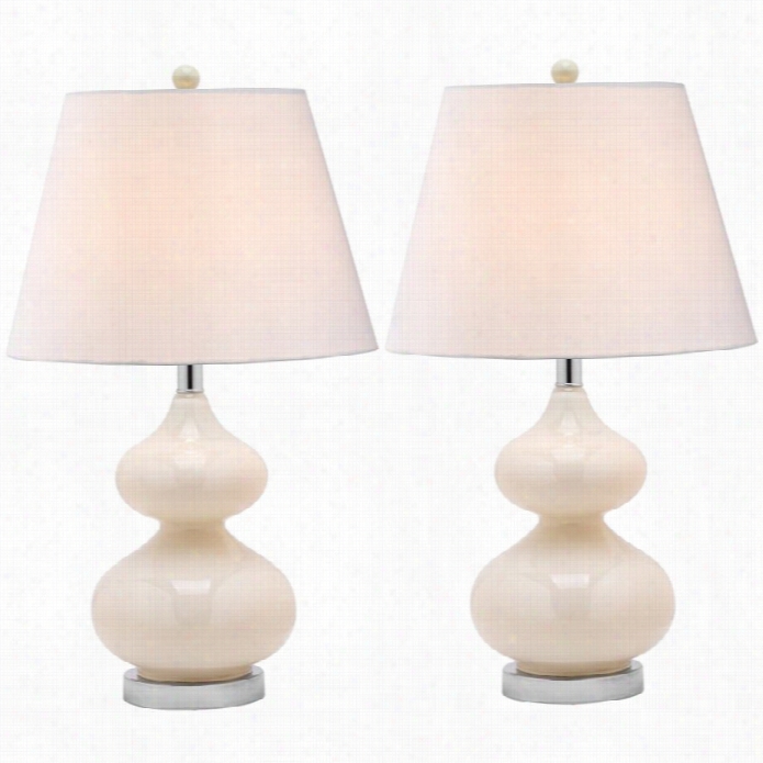 Safavieh Evva Double Gourd Glass Lamp (seto F 2) In Pearl Grey