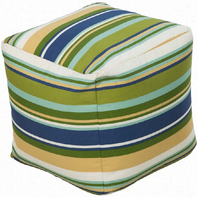 Surya Cube Pou F Ottoman In Blue Green And Yellow