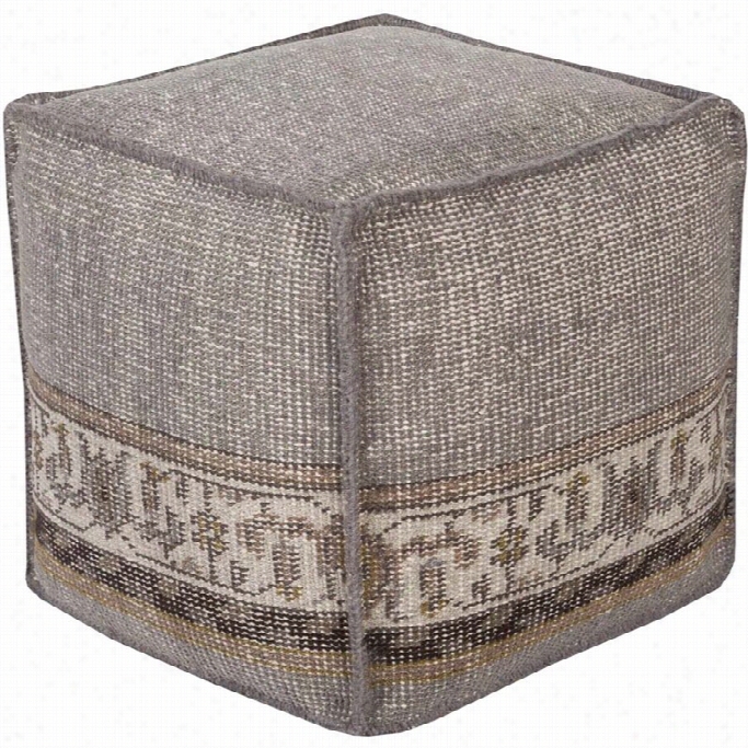 Surya Zaha Ra Cube Pouf Ottomanin Gray