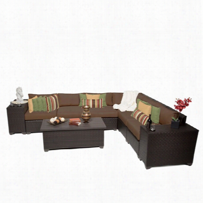 Tkc Barhados 9 Piece Outdoor Wicker Sofa Set In Cocoa