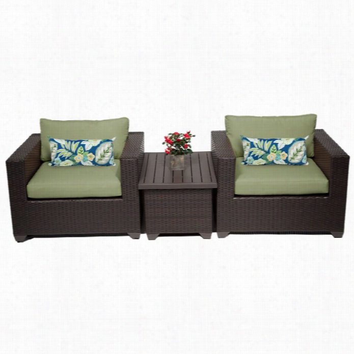 Tkc Belle 3 Piece Outdoor Wicker Sofa Set In Cilantro