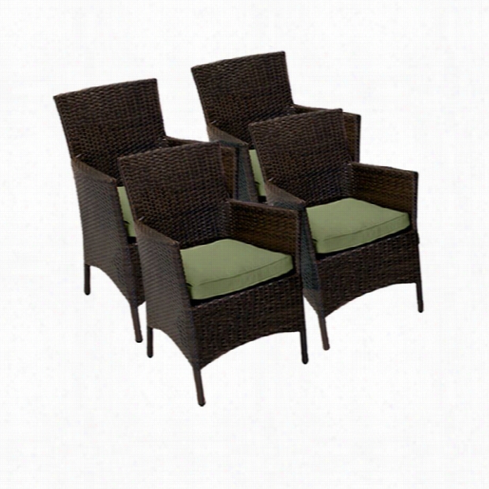 Tkc Sonoma Wicker Patio Arm Dinign Chairs In Cilantro (set Of 4)