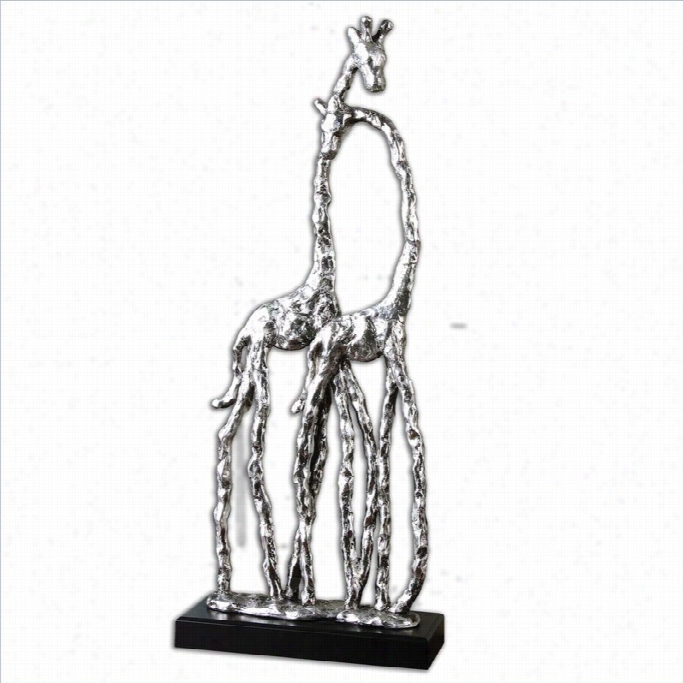 Uttermost Cuddl Ing Giraffes Sculpture Metallic Sliver With Blak Base
