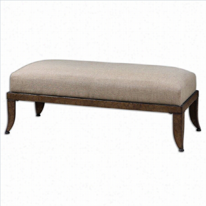 Uttermost Lanrada Upholstered Bench In Copper-bronze-antiqued Gold