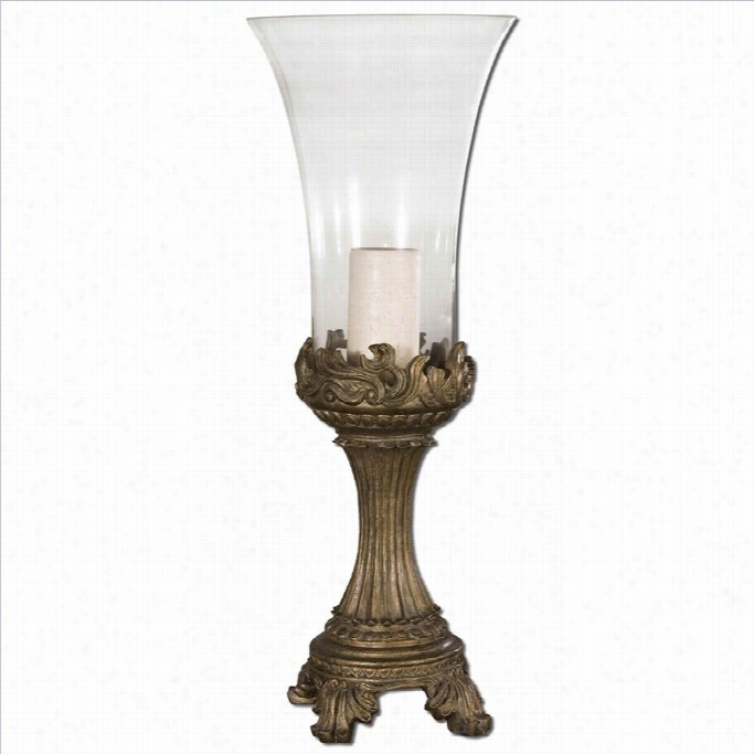 Uttermost Rococo Gray Patina Goldenn Hurricane Candleholder