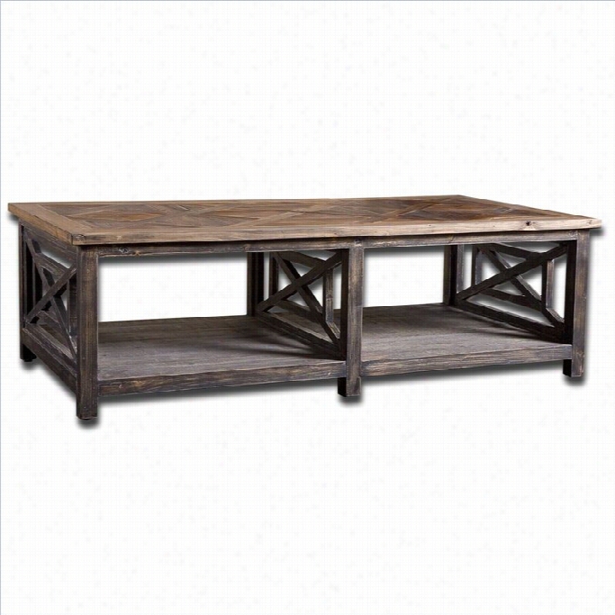 Uttermost Spiro Reclaimed Fir Wood Cocktail Table In Brushed Black